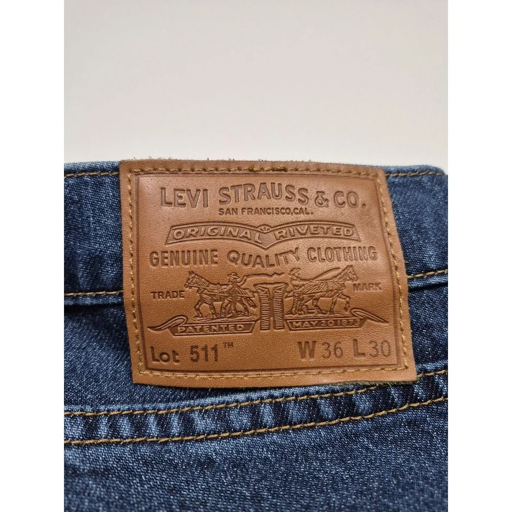 Levis Premium 511 Jeans Mens 36x30 Blue Stretch Denim Medium Wash